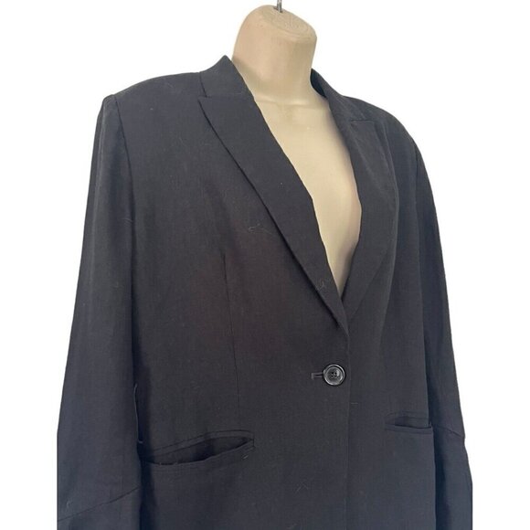 Free People Women's Sz S Black Linen Blend Bell Flared Sleeve Blazer Jacket - Picture 3 of 11